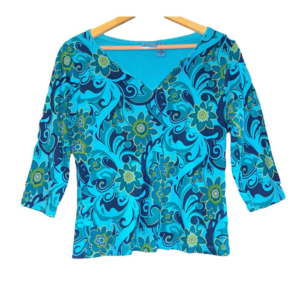 Vintage Y2K Floral Top Women Large Paisley Clueless Fairy Artsy Boho Hippie Lace